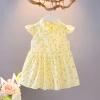 Niña vestido de verano vestido de princesa floral versión coreana manga corta mujer bebé niño bebé falda floral 100% algodón details Picture